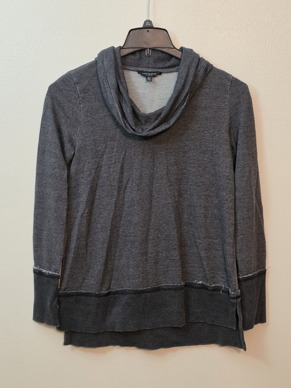 Lucky Brand Charcoal Cowl Neck Lightweight Sweater